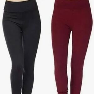 Stylish High-Waist Black and Burgundy Leggings
